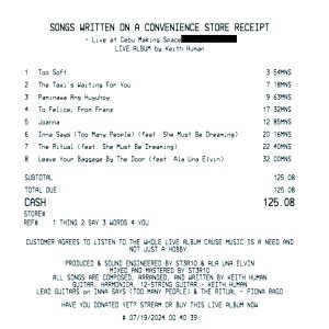 Keith Human - Songs Written On A Convenience Store Receipt | Melt Records