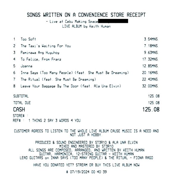 Keith Human - Songs Written On A Convenience Store Receipt | Melt Records